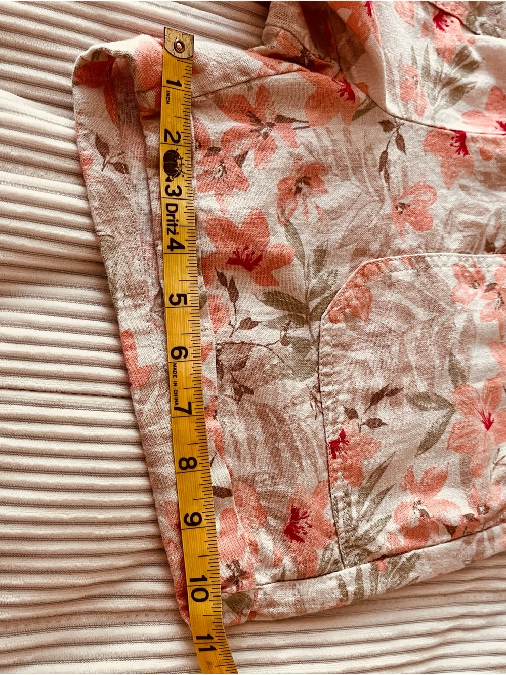Briggs Casual Linen   Blend  Peach Floral High-Waist Shorts - Picture 8 of 9